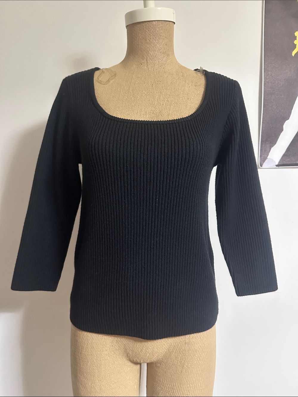 MEXX Classic Black Ribbed Scoop Neck Women's Sweater